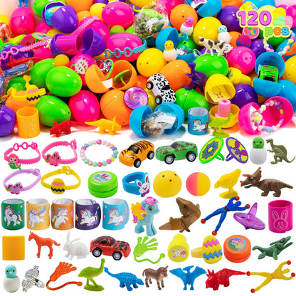 100 Prefilled Easter Eggs with Toys and Stickers (2.5 inches)