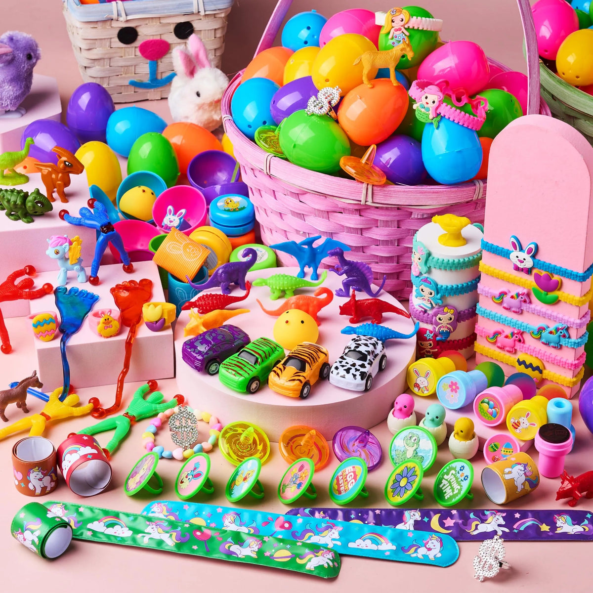 100 Prefilled Easter Eggs with Toys and Stickers (2.5 inches)