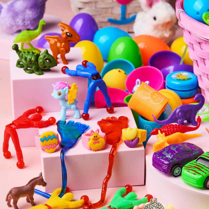 100 Prefilled Easter Eggs with Toys and Stickers (2.5 inches)