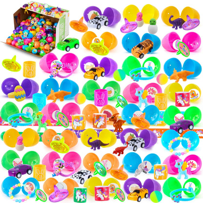 100 Prefilled Easter Eggs with Toys and Stickers (2.5 inches)