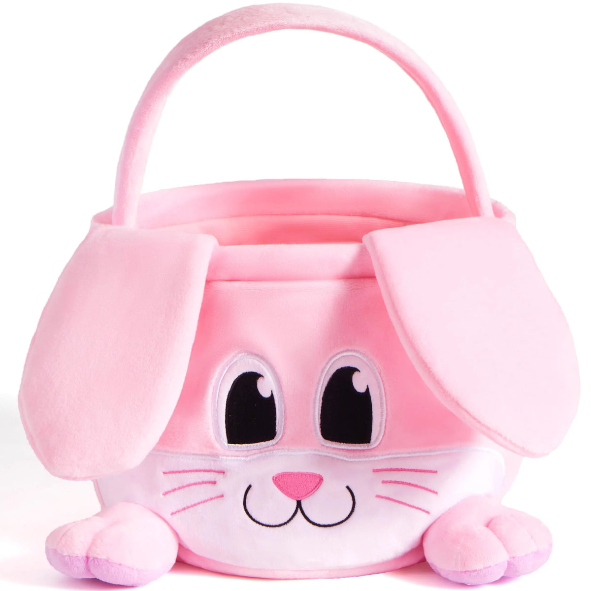 10x8 Inch Pink Rabbit Basket with Foldable Ears and Handle