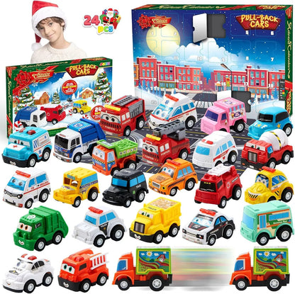 Kids Advent Calendar with Pull-Back Car Toys