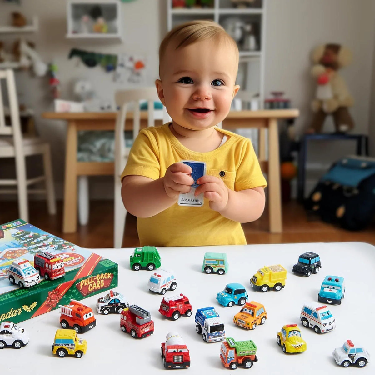 Kids Advent Calendar with Pull-Back Car Toys