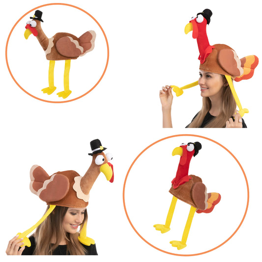2-Pack Turkey Gobbler Hats for Thanksgiving