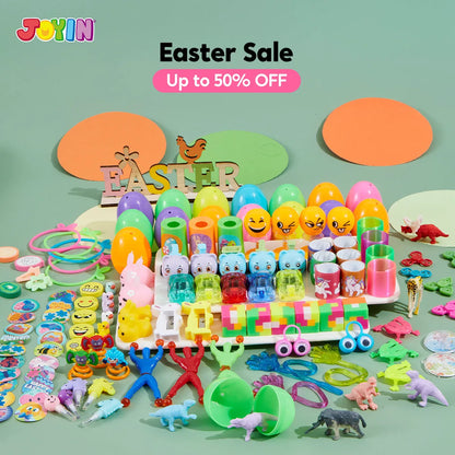 100 Prefilled Easter Eggs with Toys and Stickers (2.5 inches)