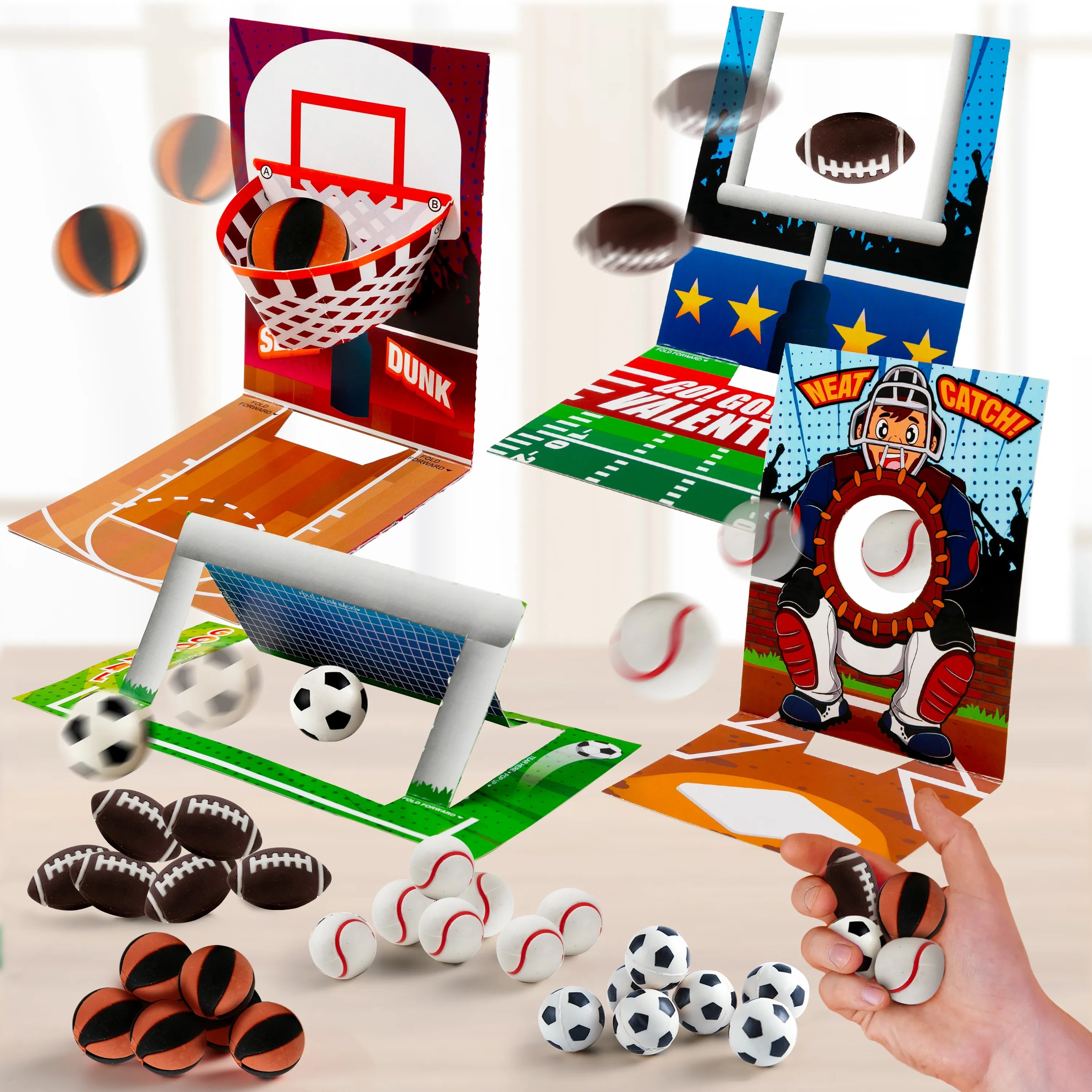 28 Sports Erasers with Valentine's Cards for Classroom Exchange