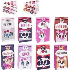48 Valentine's Day Treat Paper Bags with Assorted Characters