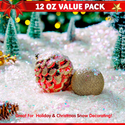 12 oz Christmas Twinkles Snow - Plastic Artificial Snowflakes for Holiday Decor