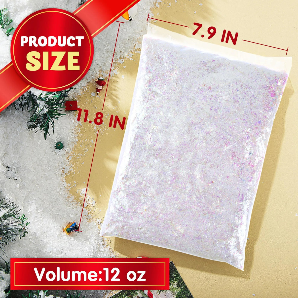 12 oz Christmas Twinkles Snow - Plastic Artificial Snowflakes for Holiday Decor