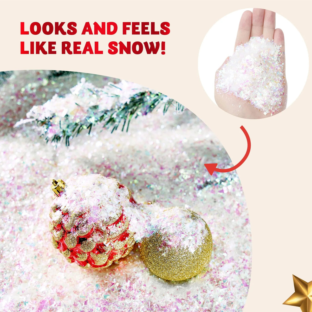 12 oz Christmas Twinkles Snow - Plastic Artificial Snowflakes for Holiday Decor