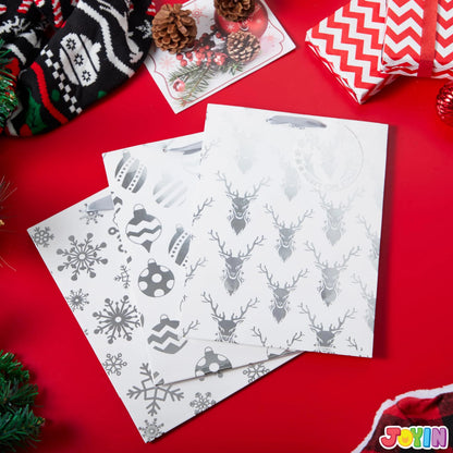 12 Pack Christmas Foil Gift Bags - Silver, 8 x 4.5 x 10.5 Inches