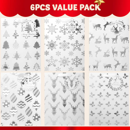 12 Pack Christmas Foil Gift Bags - Silver, 8 x 4.5 x 10.5 Inches