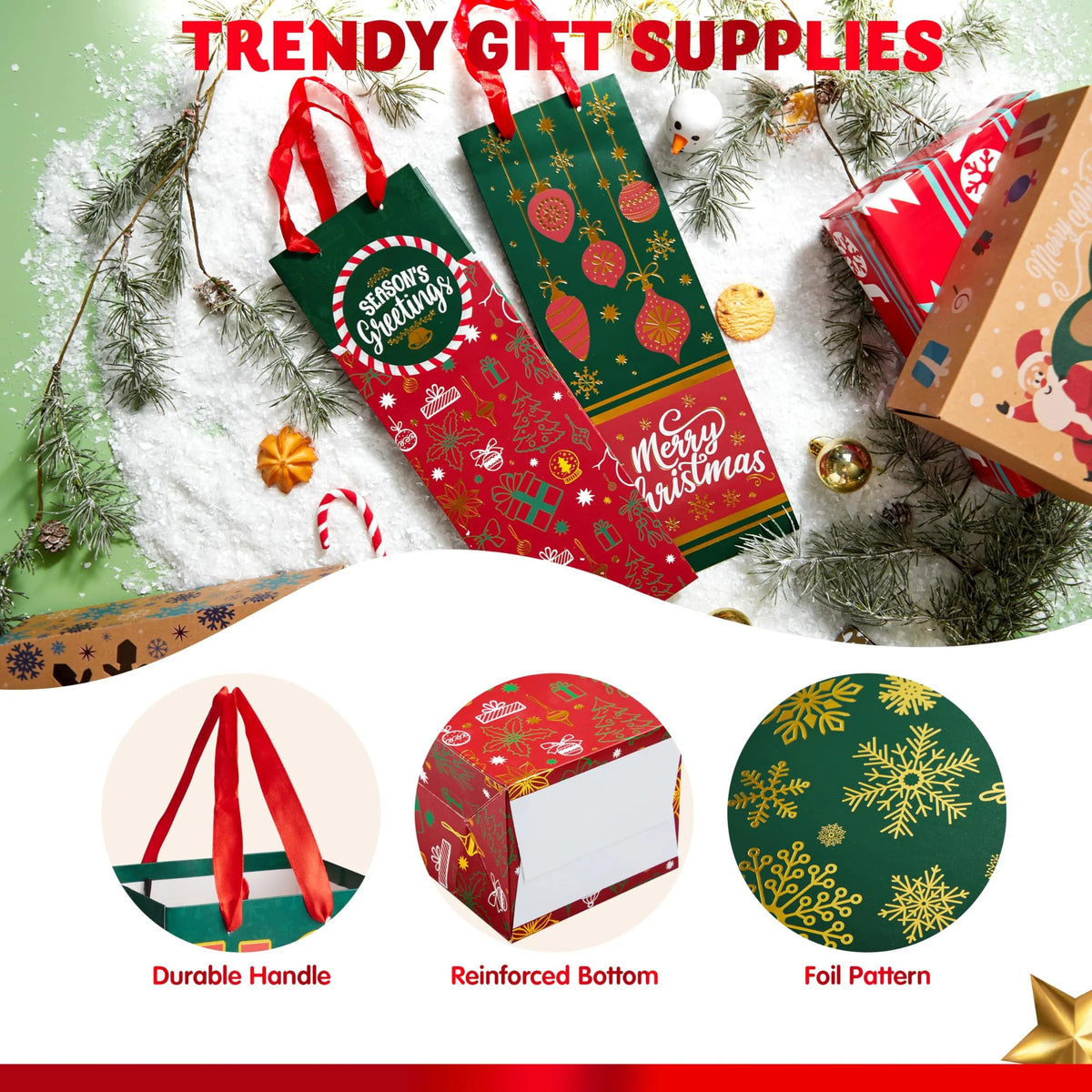 12 Christmas Wine Gift Bags for Holiday Bottle Wrapping
