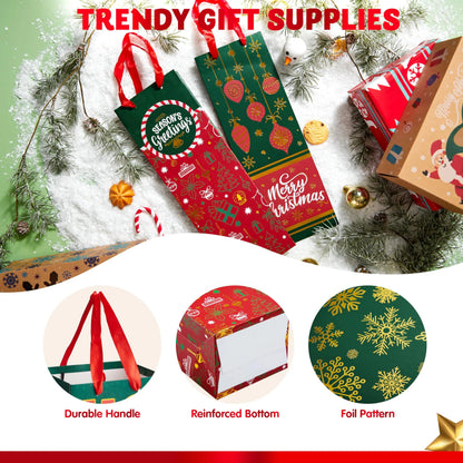 12 Christmas Wine Gift Bags for Holiday Bottle Wrapping