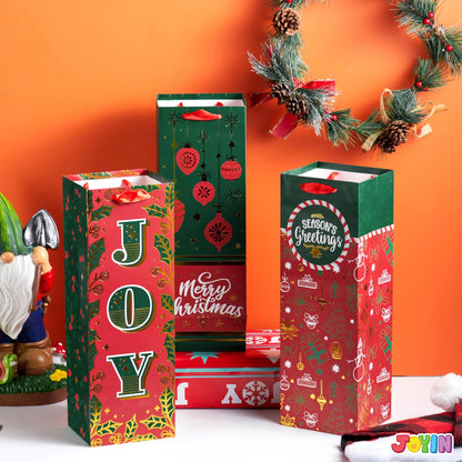 12 Christmas Wine Gift Bags for Holiday Bottle Wrapping