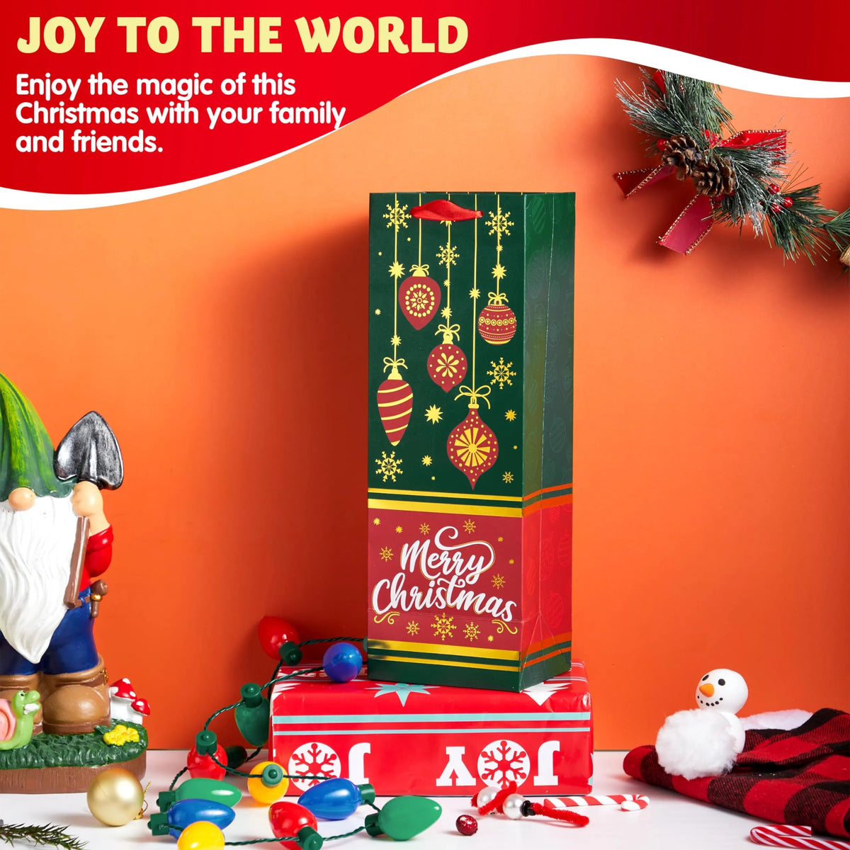 12 Christmas Wine Gift Bags for Holiday Bottle Wrapping