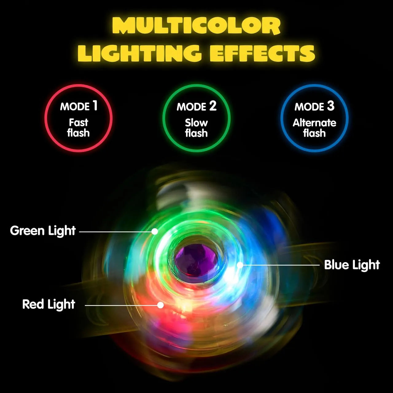 12-Pack LED Light-Up Spinner Bracelets - Glow-in-the-Dark Fidget Party Favors