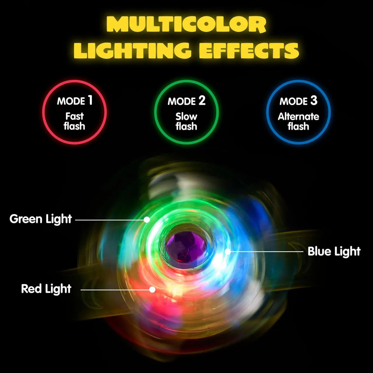 12-Pack LED Light-Up Spinner Bracelets - Glow-in-the-Dark Fidget Party Favors