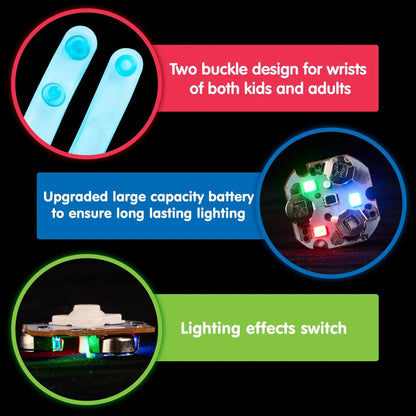 12-Pack LED Light-Up Spinner Bracelets - Glow-in-the-Dark Fidget Party Favors