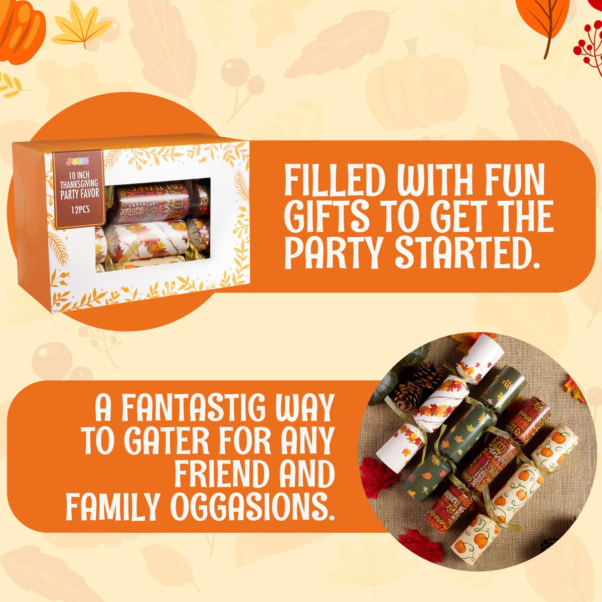 12-Pack Thanksgiving Party Favors: No Snap, No Popping, with Random Gifts