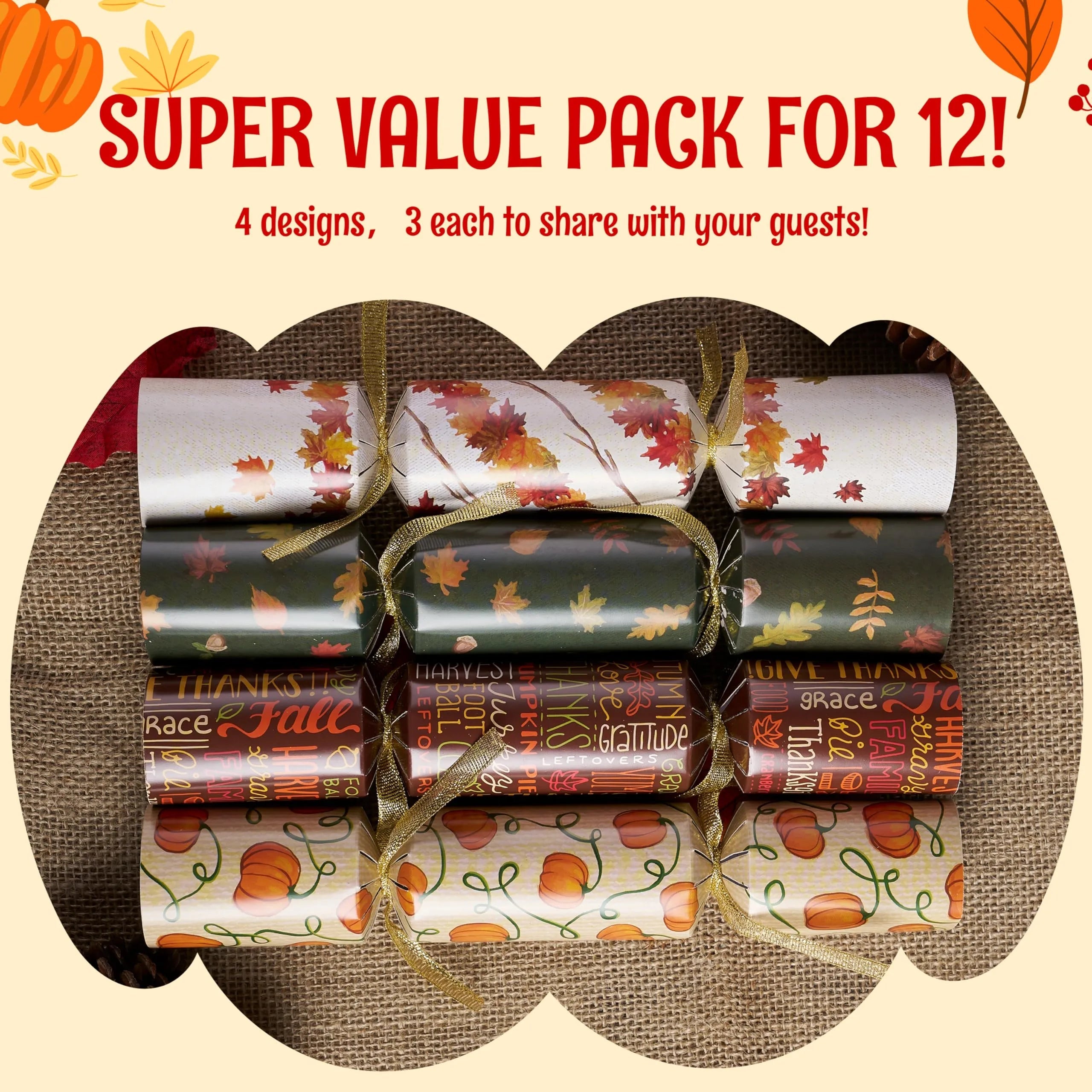 12-Pack Thanksgiving Party Favors: No Snap, No Popping, with Random Gifts