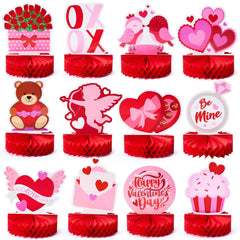12-Pack Valentine Honeycomb Centerpieces for Table Decor