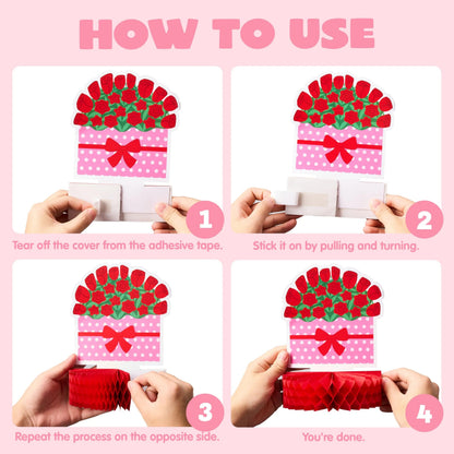 12-Pack Valentine Honeycomb Centerpieces for Table Decor