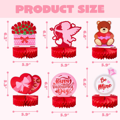12-Pack Valentine Honeycomb Centerpieces for Table Decor