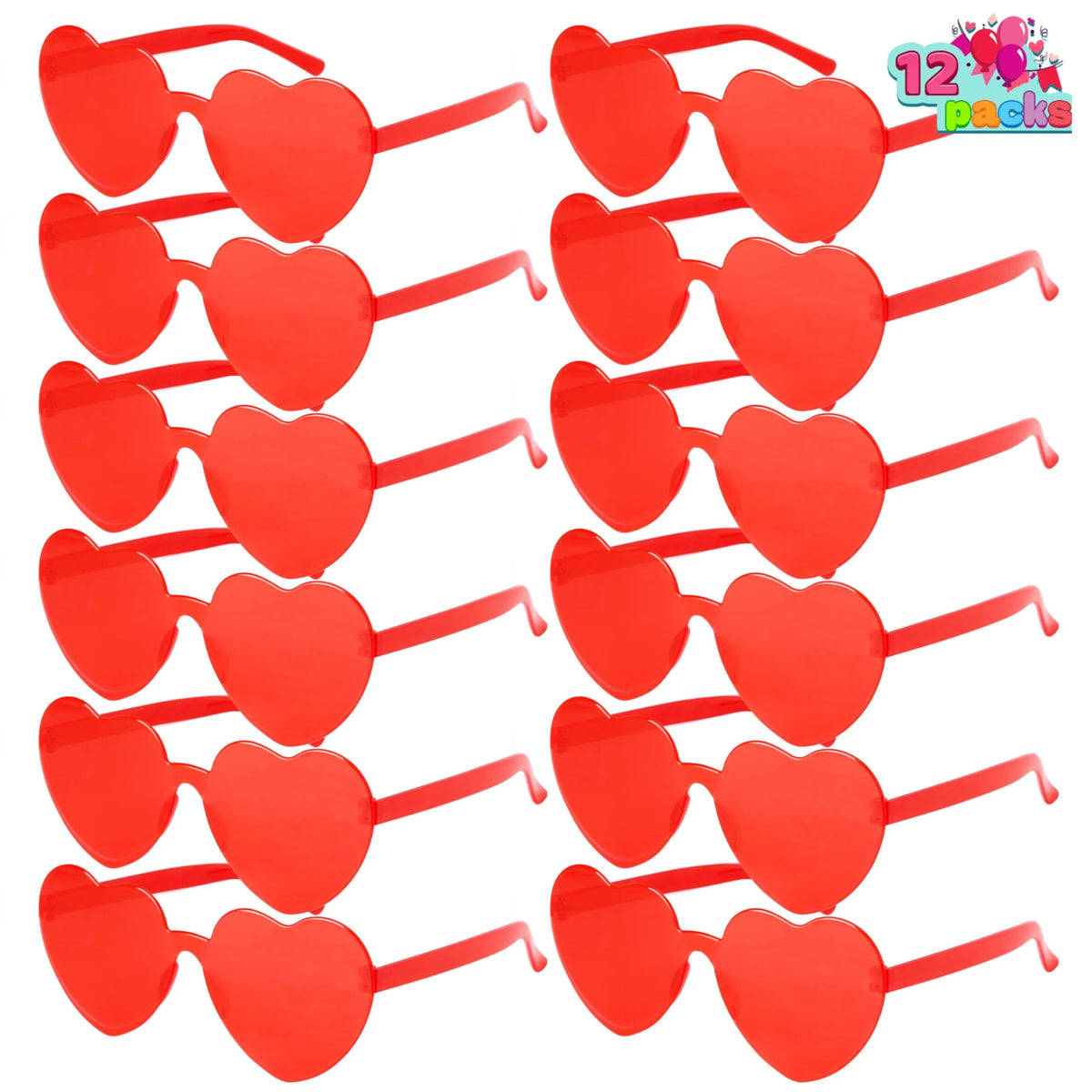 12 Pack Valentine's Day Heart-Shaped Rimless Glasses for Kids Classroom Exchange