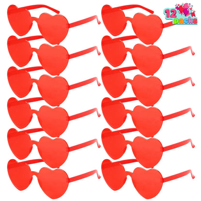 12 Pack Valentine's Day Heart-Shaped Rimless Glasses for Kids Classroom Exchange