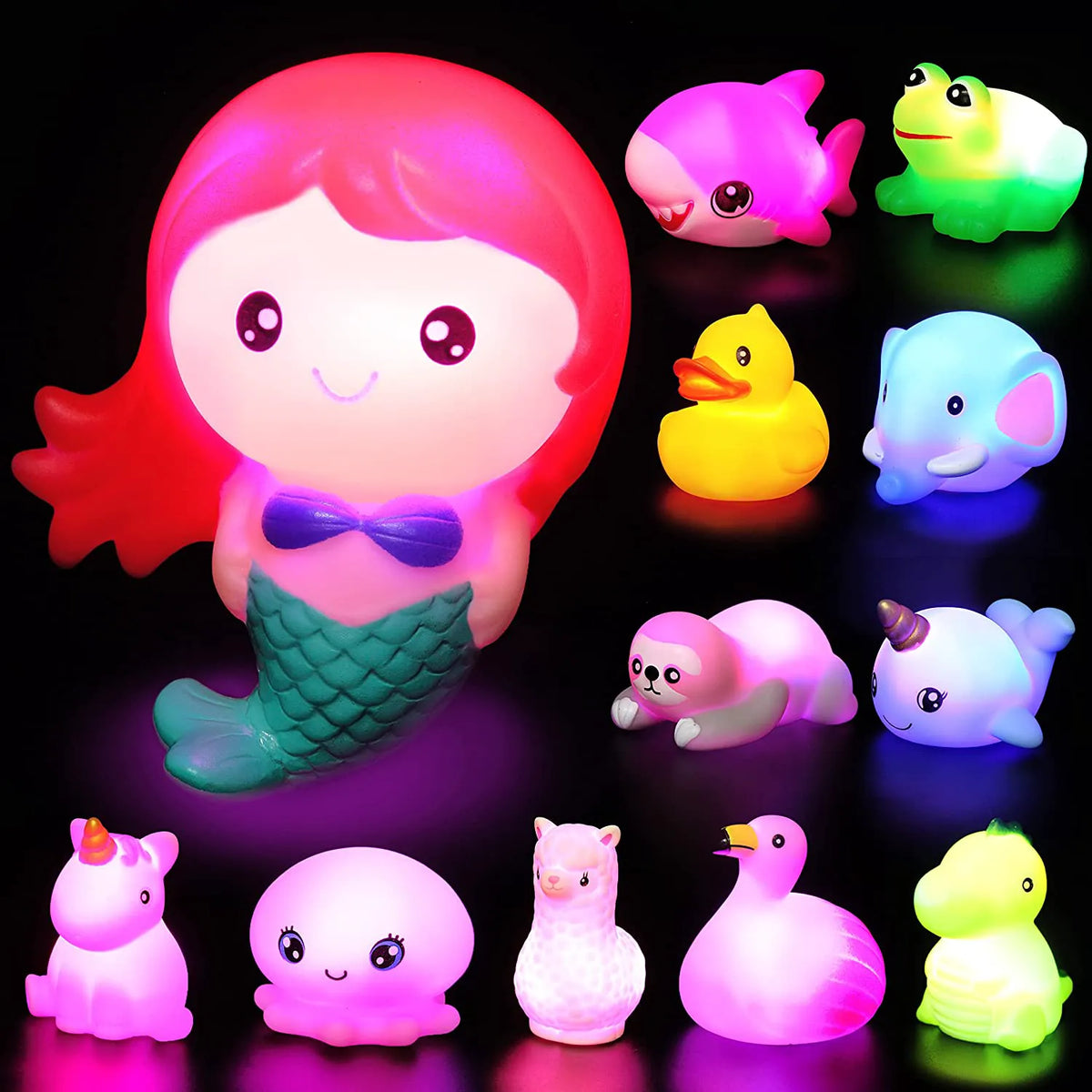 12-Pack Light-Up Bath Toys