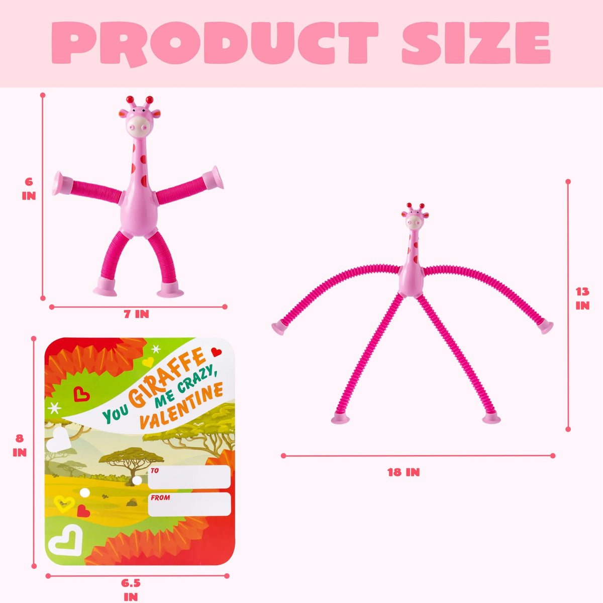 12-Pack Valentine's Day Telescopic Suction Pop Tubes with Cards - Kids Toys Party Favors