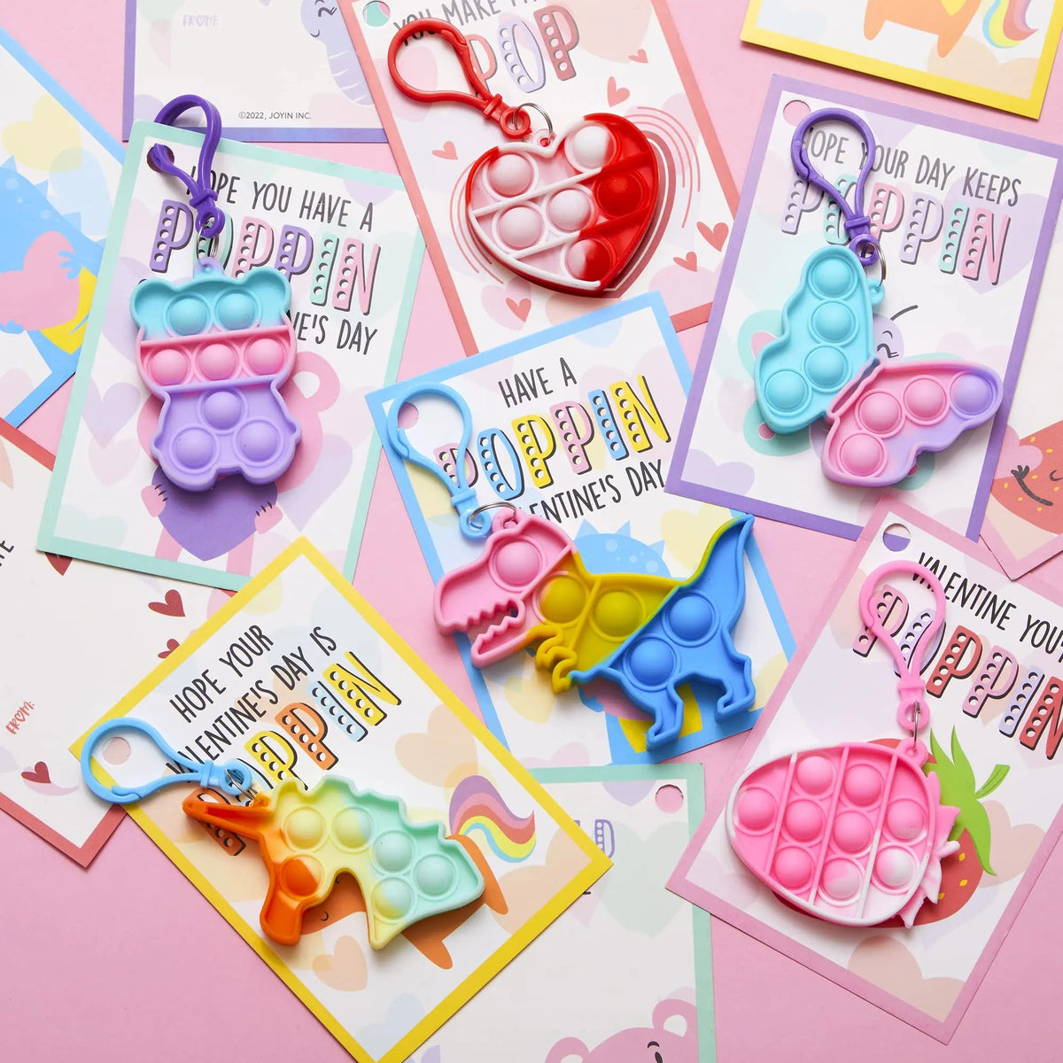 12 Packs Valentine's Day Cards with Keychain Toys