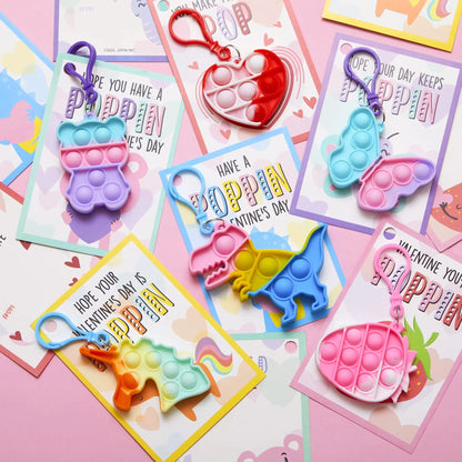 12 Packs Valentine's Day Cards with Keychain Toys
