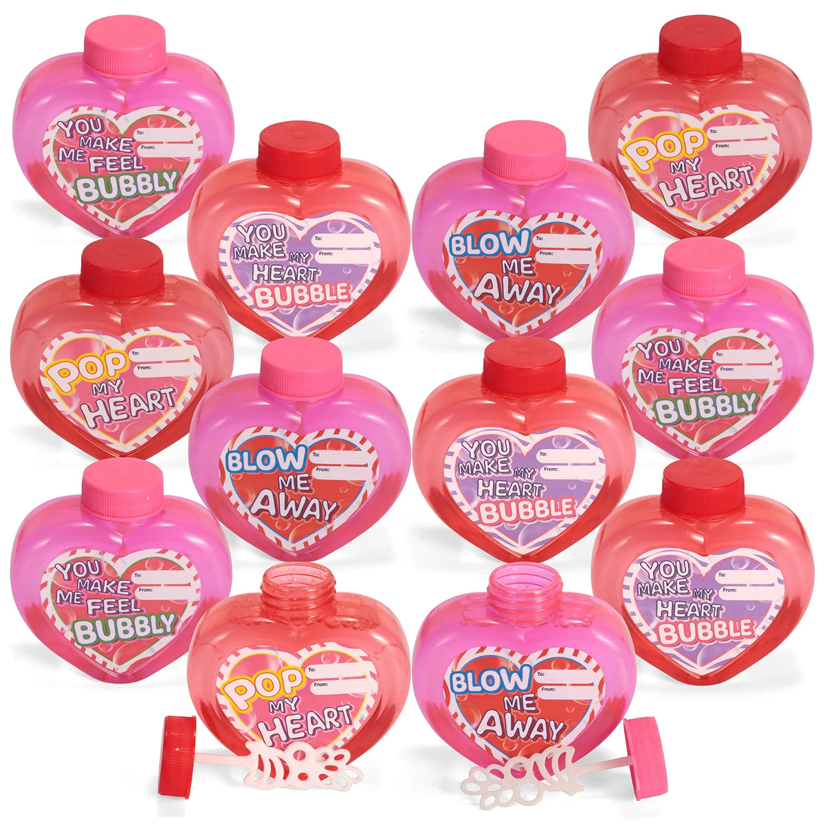 12 Big Heart-Shaped Bubble Wands