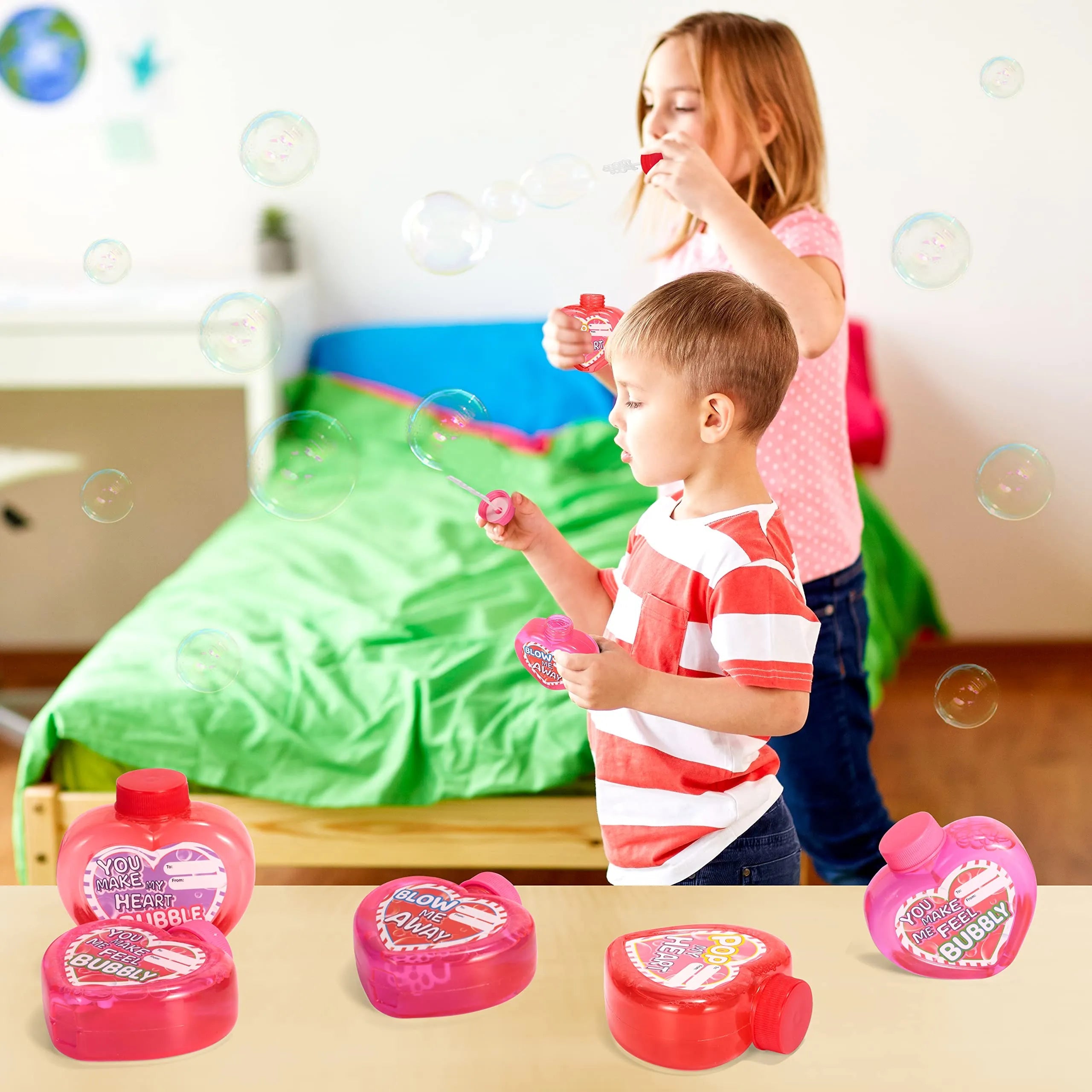 12 Big Heart-Shaped Bubble Wands