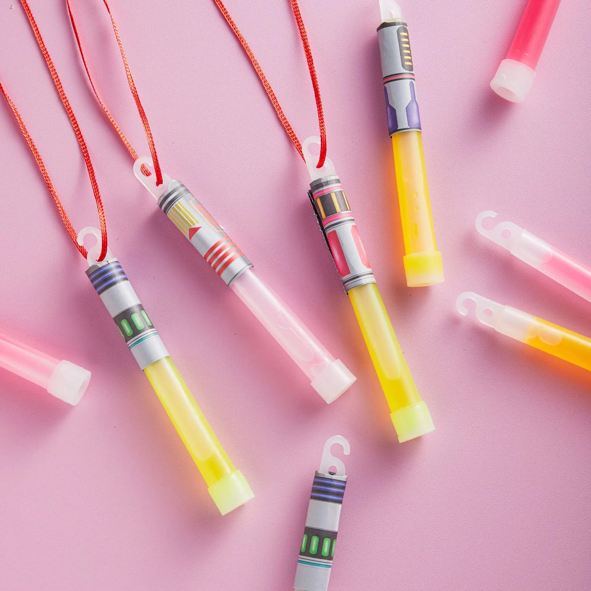 12Pcs Kids Valentine's Cards with Large Glow Sticks - Classroom Exchange Gifts