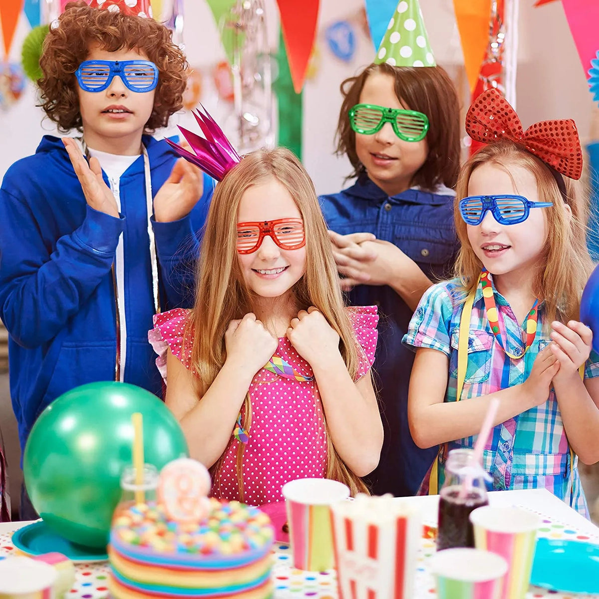 12-Pack LED Glasses with Valentine's Day Cards for Kids - Classroom Exchange Gifts