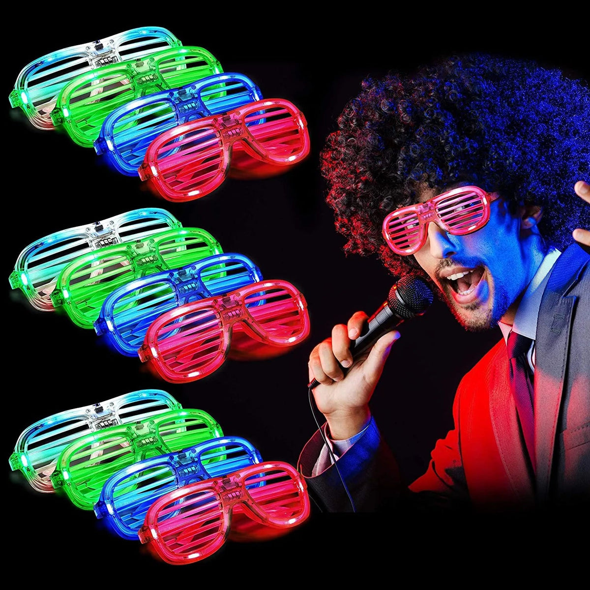 12-Pack LED Glasses with Valentine's Day Cards for Kids - Classroom Exchange Gifts