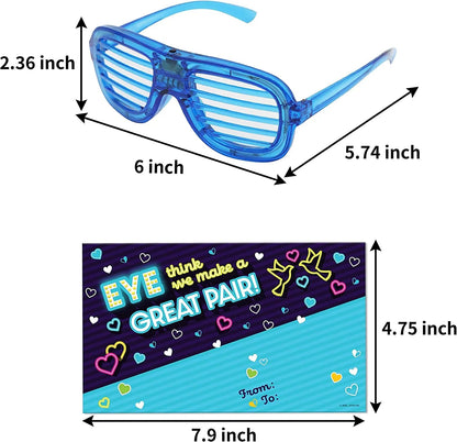 12-Pack LED Glasses with Valentine's Day Cards for Kids - Classroom Exchange Gifts