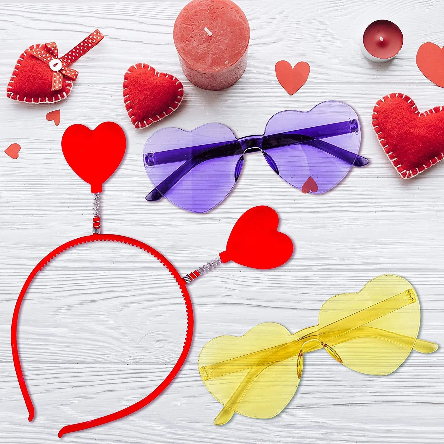 12-Pack Valentine's Day Heart Headbands and Glasses for Classroom Exchange Gifts