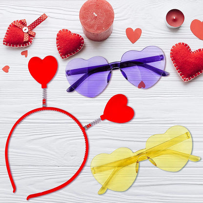 12-Pack Valentine's Day Heart Headbands and Glasses for Classroom Exchange Gifts