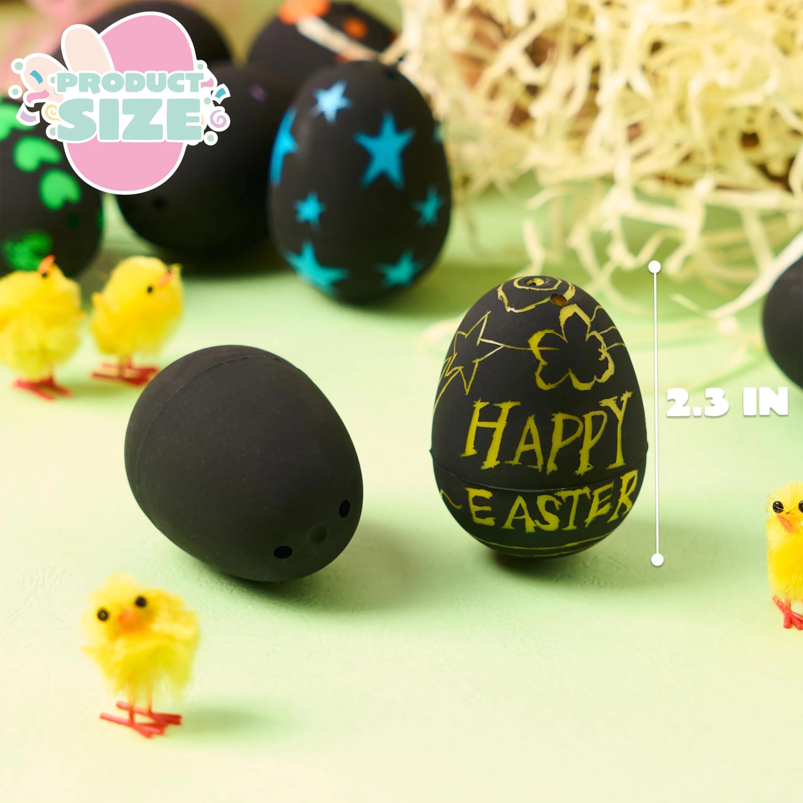 12 Pcs 2.3 Inch Easter Plastic Eggs with Scratchable Surface, Empty and Fillable