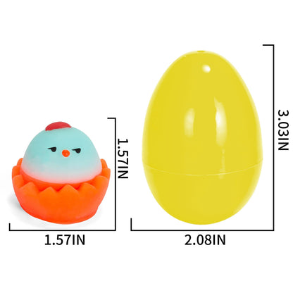 12-Pack 3.03-Inch Mochi Chicken Squishy Toys Prefilled Easter Eggs for Easter Egg Hunt