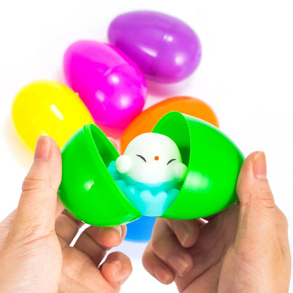 12-Pack 3.03-Inch Mochi Chicken Squishy Toys Prefilled Easter Eggs for Easter Egg Hunt