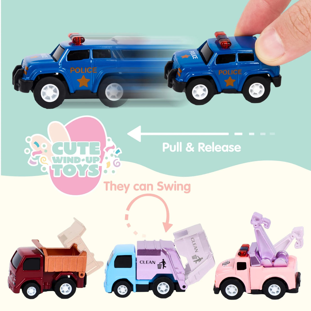 12 Prefilled Easter Eggs with Die-Cast Pull Back Cars (3.15 in) for Egg Hunt