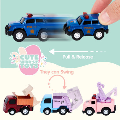 12 Prefilled Easter Eggs with Die-Cast Pull Back Cars (3.15 in) for Egg Hunt