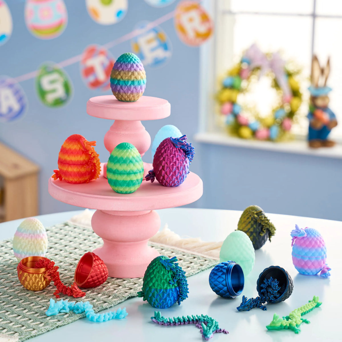 12 Pcs 3D Printed Dragon Eggs Toys for Easter Party, Egg Hunt & Classroom Prizes