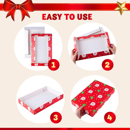12-Piece Assorted Christmas Gift Box Set, 4 Sizes, 12 Tone Pattern Designs