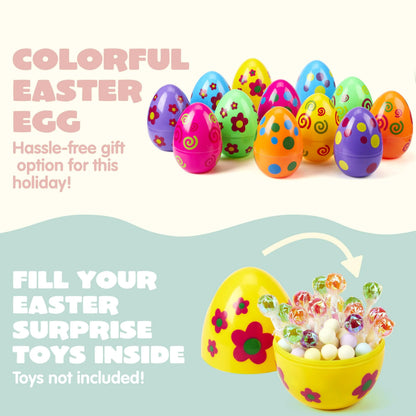 12 Colorful Printed Fillable Giant Easter Egg Shells (5.5in)